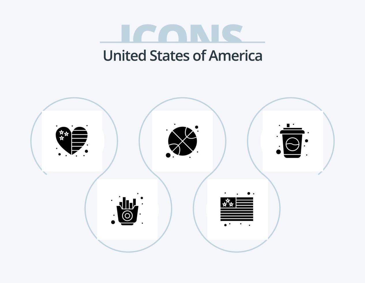 Stati Uniti d'America glifo icona imballare 5 icona design. bere. bottiglia. nazione. giorno. palla vettore