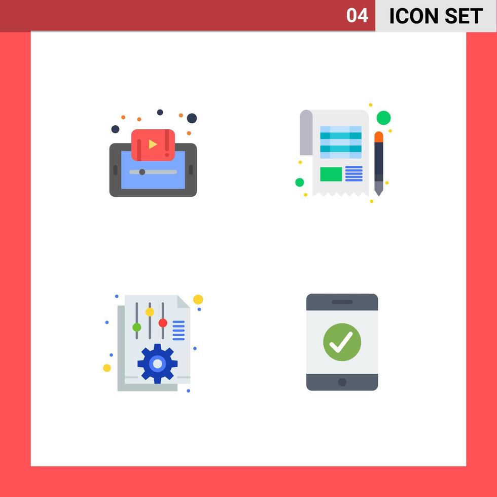 4 universale piatto icone impostato per ragnatela e mobile applicazioni documento foglio mobile contabilità documento modificabile vettore design elementi