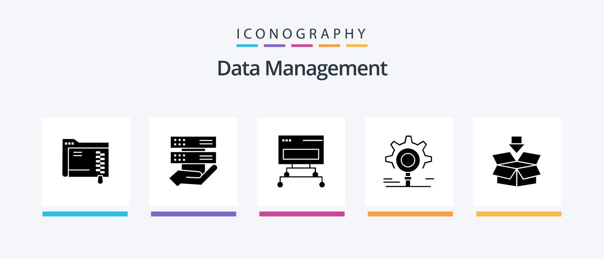 dati gestione glifo 5 icona imballare Compreso ricerca . Condividere . Banca dati. connessione. creativo icone design vettore