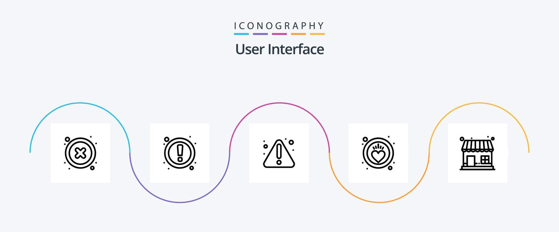 utente interfaccia linea 5 icona imballare Compreso negozio. mercato negozio. errore. mercato. cuore vettore