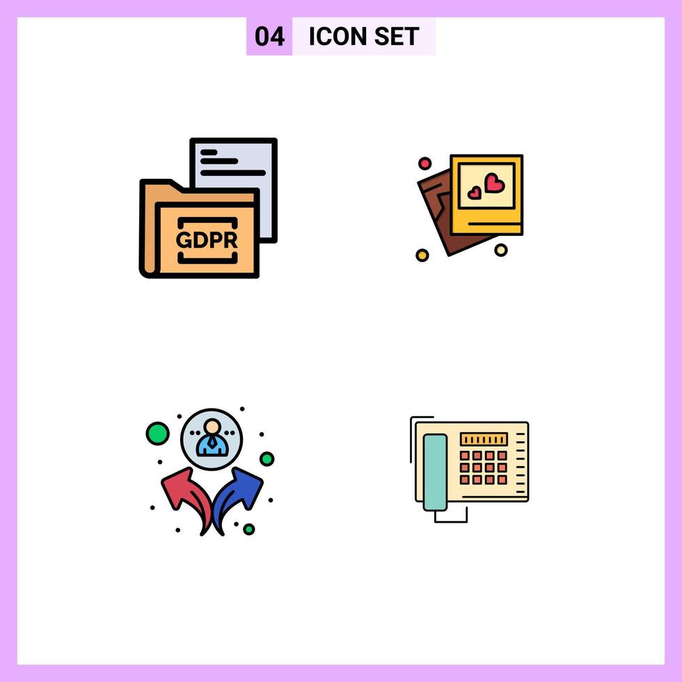 4 creativo icone moderno segni e simboli di dati gruppo cartella amore utenti modificabile vettore design elementi