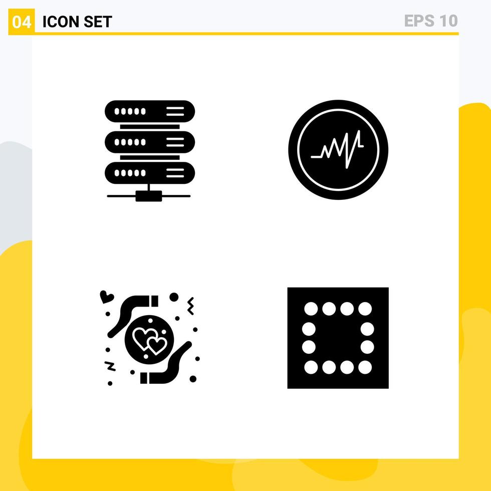 utente interfaccia imballare di 4 di base solido glifi di calcolo cuore Conservazione cura minimizzare modificabile vettore design elementi