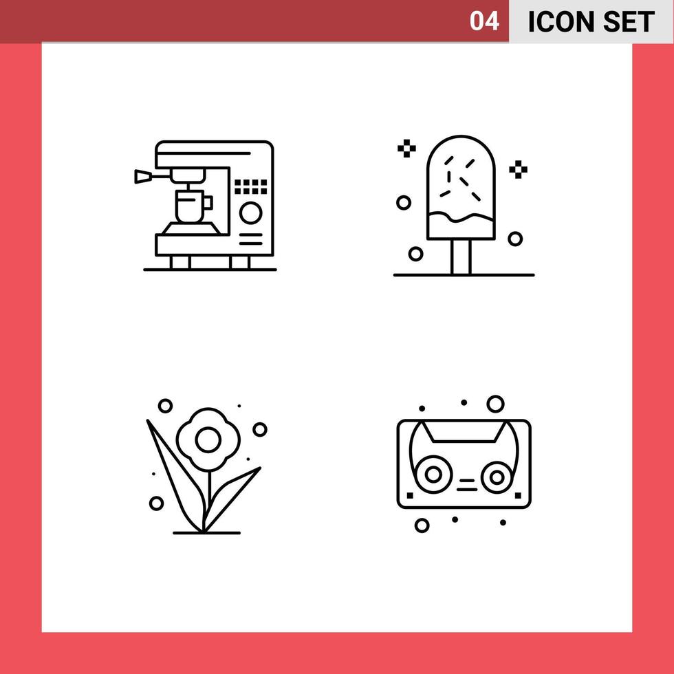 4 creativo icone moderno segni e simboli di caffè fiore macchina ghiaccio rosa modificabile vettore design elementi
