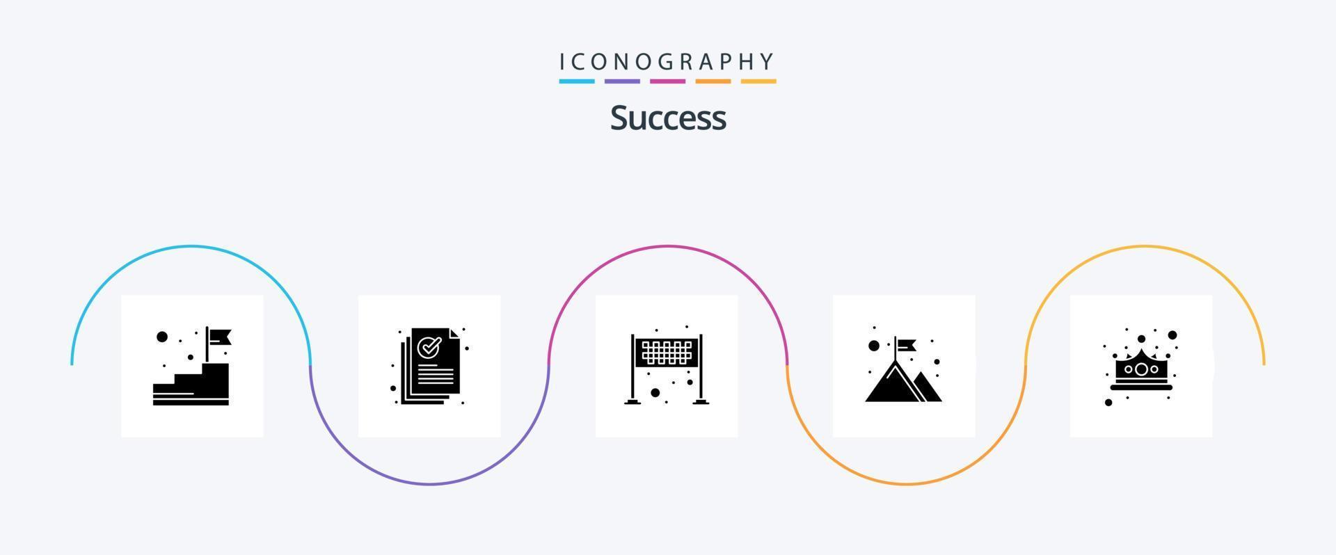 Successo glifo 5 icona imballare Compreso vincitore. strategia. marchio. montagne. vittoria vettore