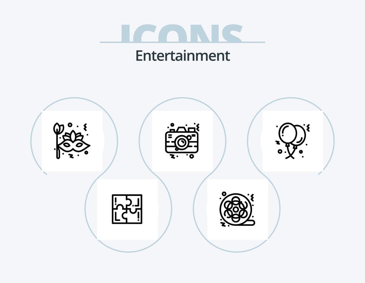 divertimento linea icona imballare 5 icona design. gioco. pedone. casinò. consolle. gioco vettore