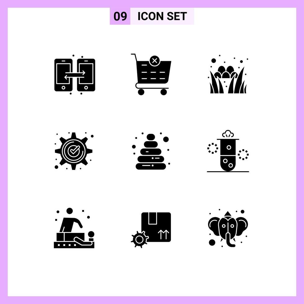 9 creativo icone moderno segni e simboli di piramide marchio erba Ingranaggio approvato modificabile vettore design elementi