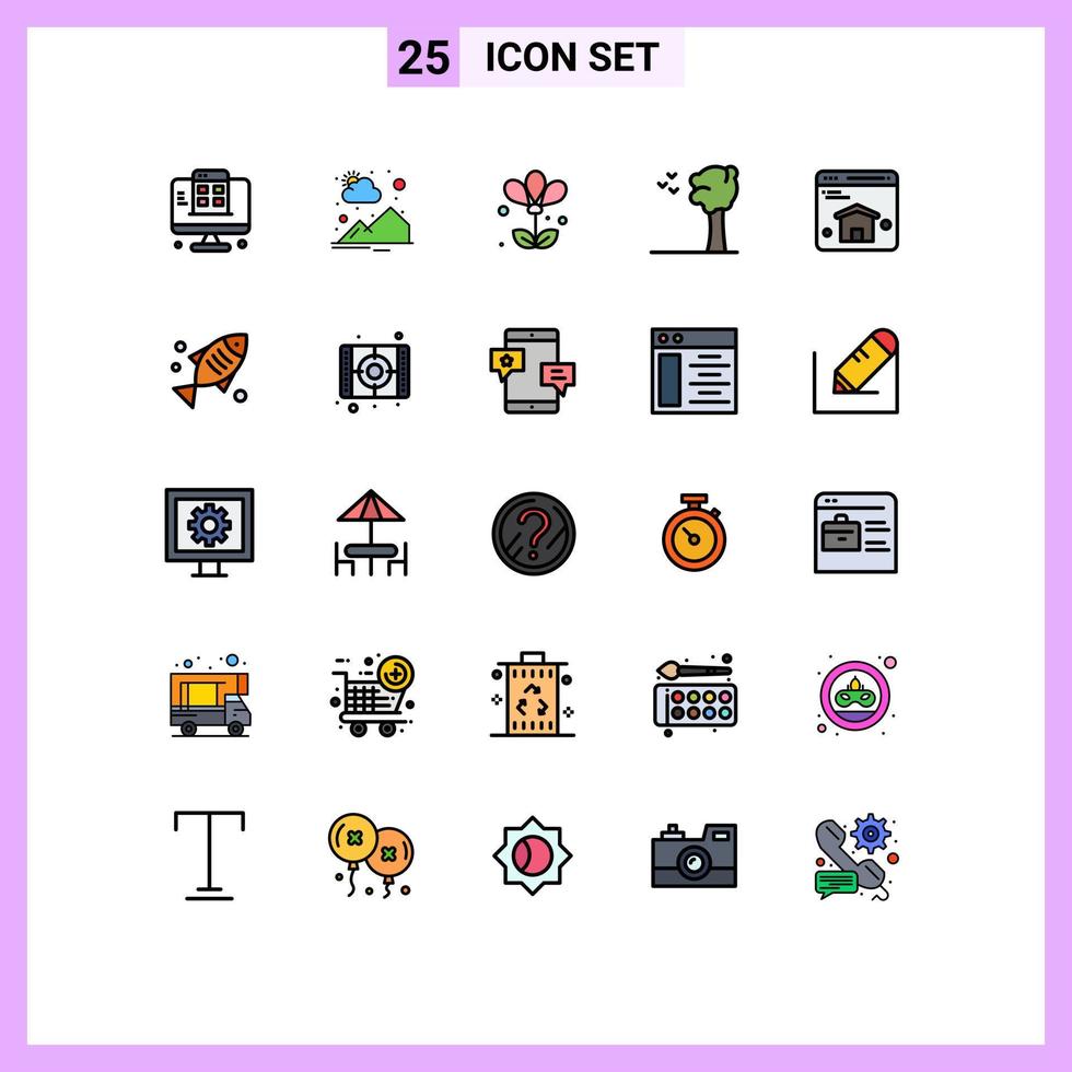 25 creativo icone moderno segni e simboli di ragnatela del browser fiore natura pergolato modificabile vettore design elementi