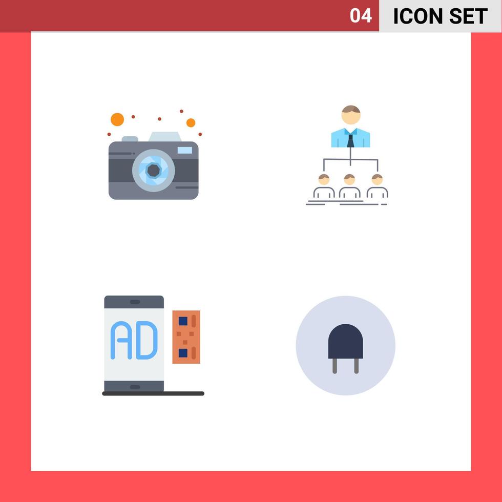 4 tematico vettore piatto icone e modificabile simboli di telecamera anno Domini catturare organizzazione marketing modificabile vettore design elementi