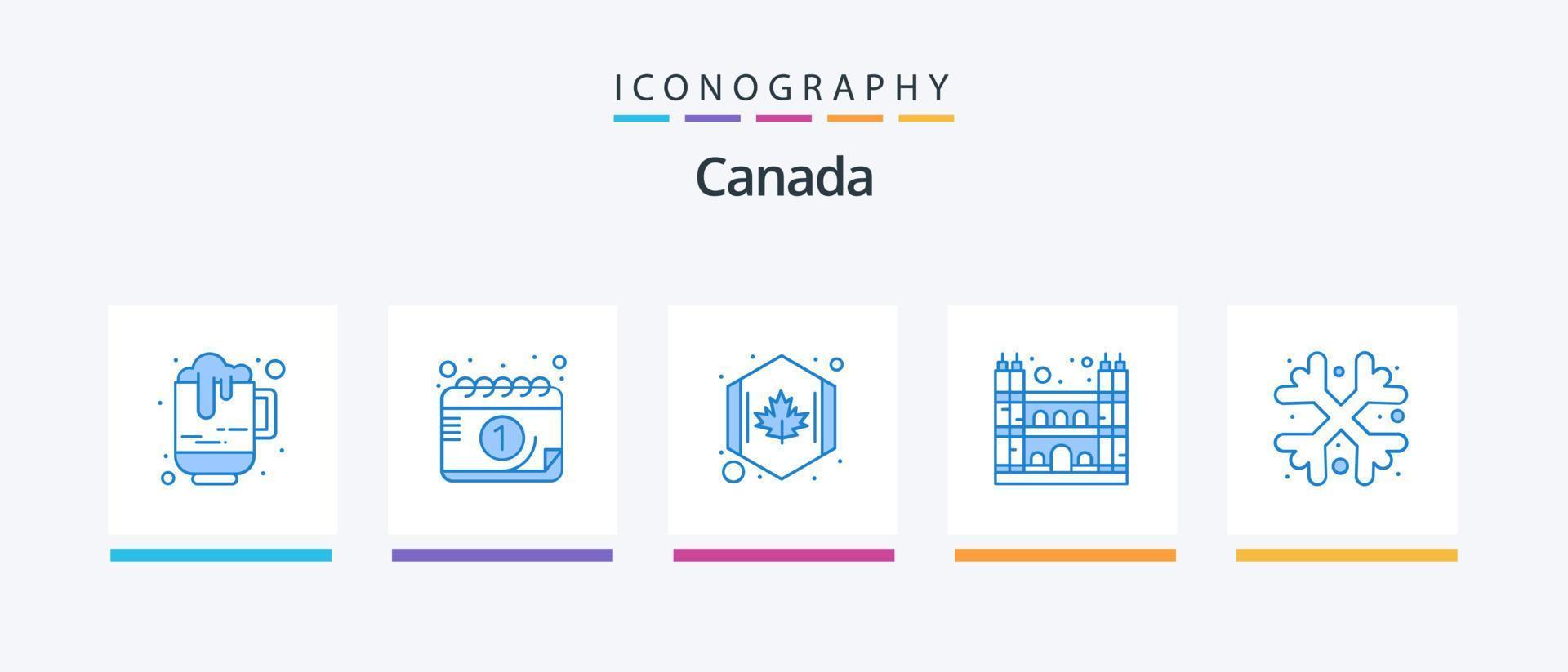 Canada blu 5 icona imballare Compreso fiocco di neve. notre. Canada. dama. fumettoso. creativo icone design vettore