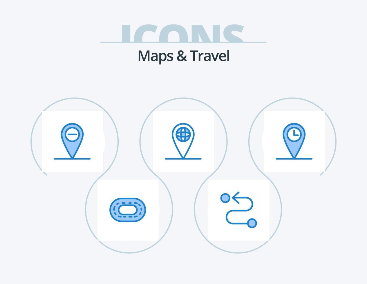 mappe e viaggio blu icona imballare 5 icona design. . geo. . Posizione vettore