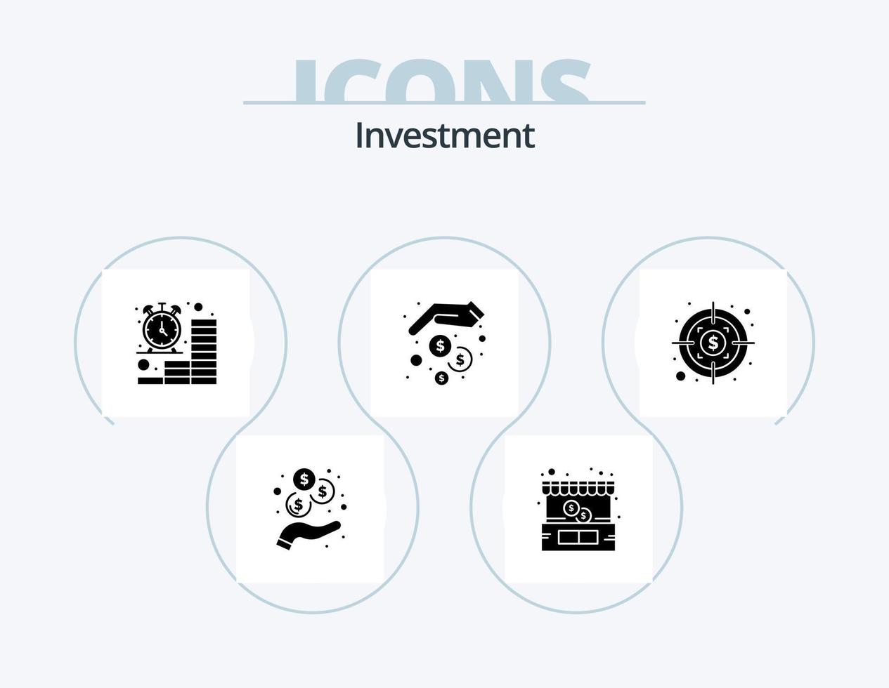 investimento glifo icona imballare 5 icona design. investimento. i soldi Salvataggio. orologio. i soldi. finanza vettore