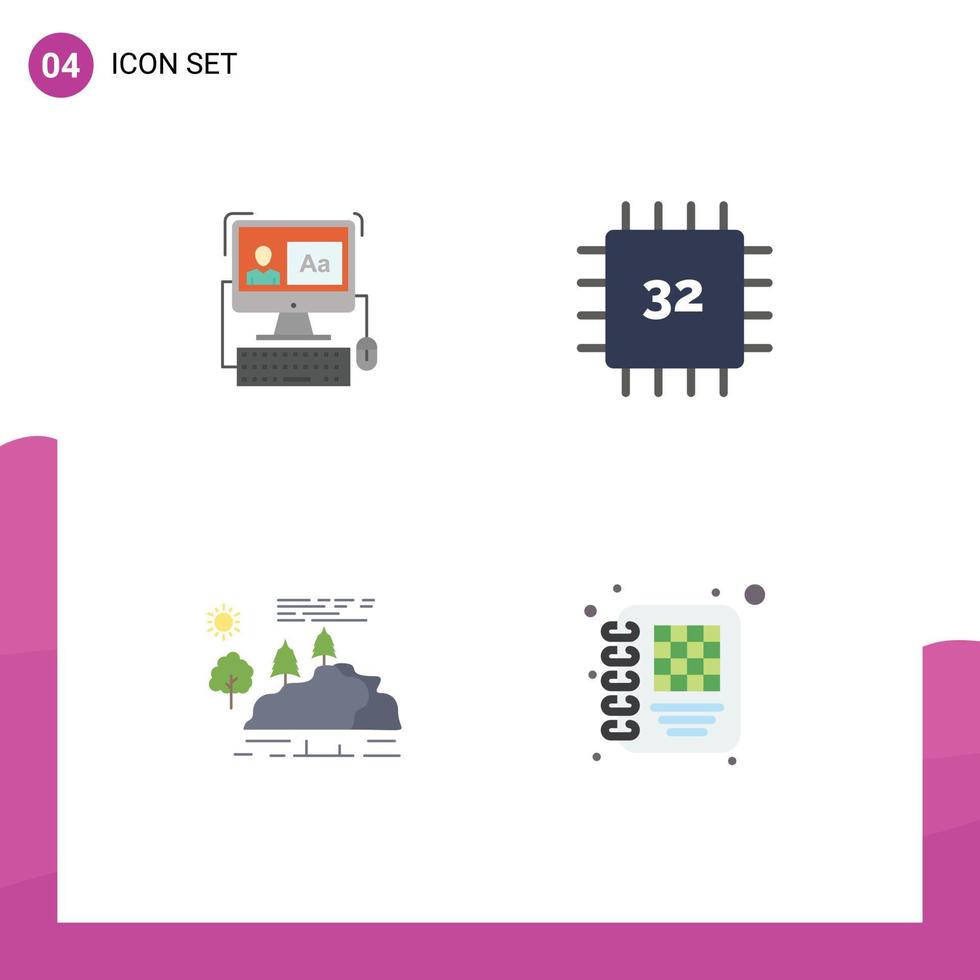 imballare di 4 creativo piatto icone di computer collina la modifica dispositivi natura modificabile vettore design elementi