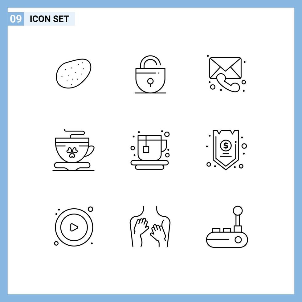 mobile interfaccia schema impostato di 9 pittogrammi di sicuro caldo chiamata tazza tazza modificabile vettore design elementi