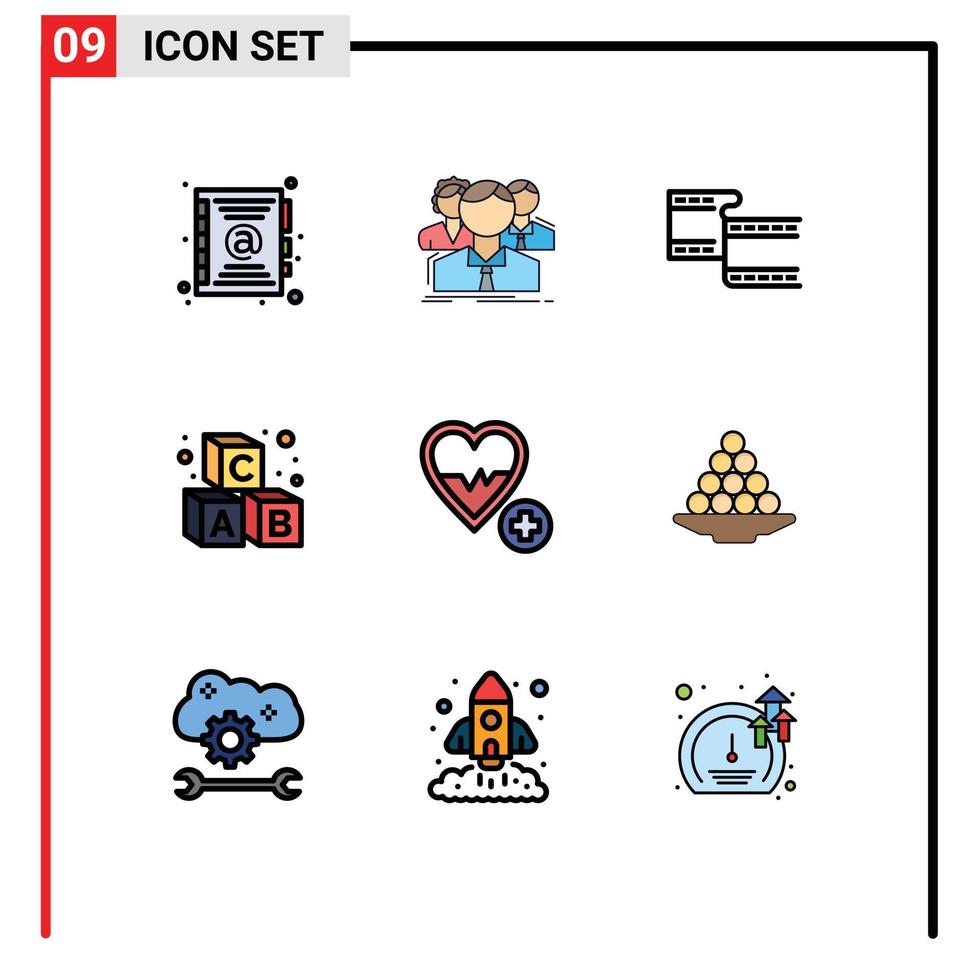 impostato di 9 moderno ui icone simboli segni per cuore medico filam scuola formazione scolastica modificabile vettore design elementi