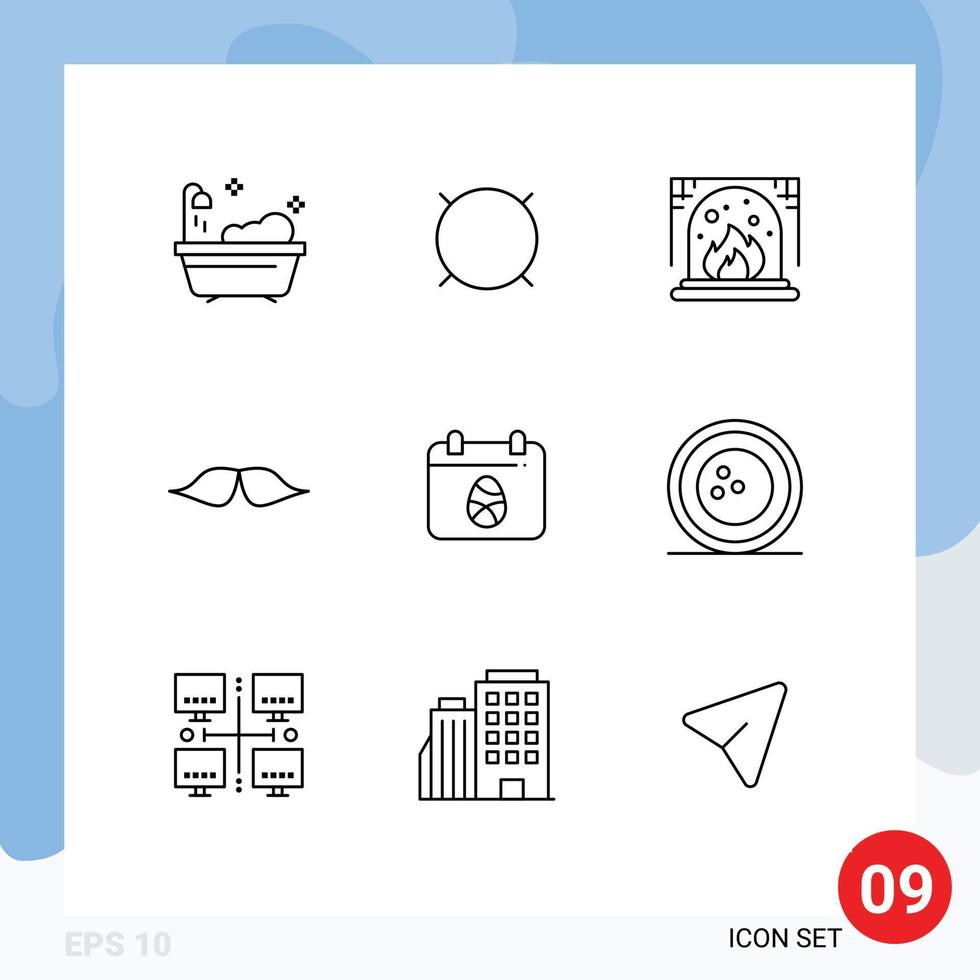 mobile interfaccia schema impostato di 9 pittogrammi di Pasqua calandra camino uomini Movember modificabile vettore design elementi