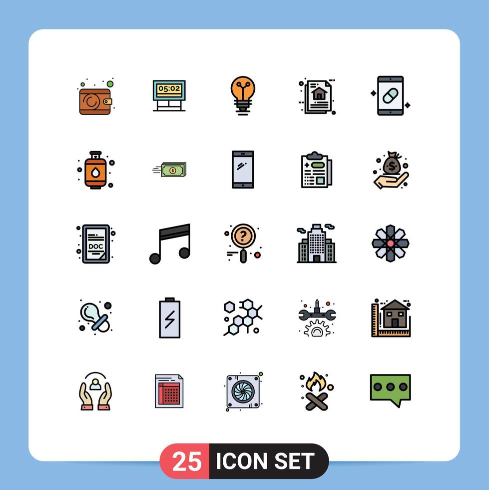 25 creativo icone moderno segni e simboli di mobile documento lampadina dati architettura architettura modificabile vettore design elementi
