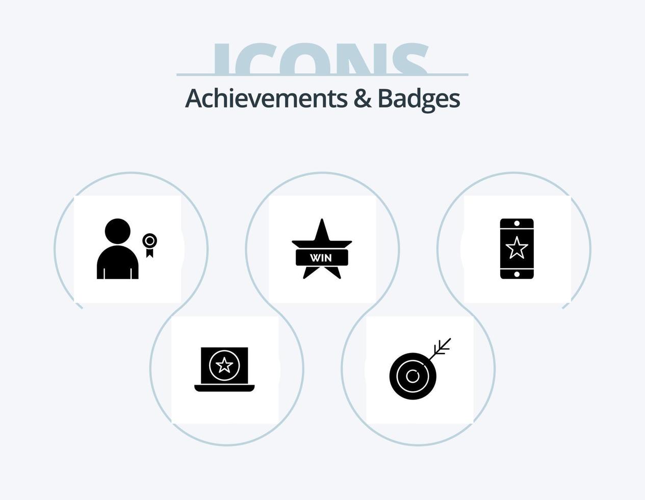 realizzazioni e badge glifo icona imballare 5 icona design. premio. vincita. risultato. insegne. distintivo vettore