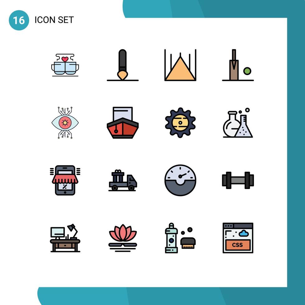 impostato di 16 commerciale piatto colore pieno Linee imballare per sorveglianza infrastruttura islamabad monconi cricket modificabile creativo vettore design elementi