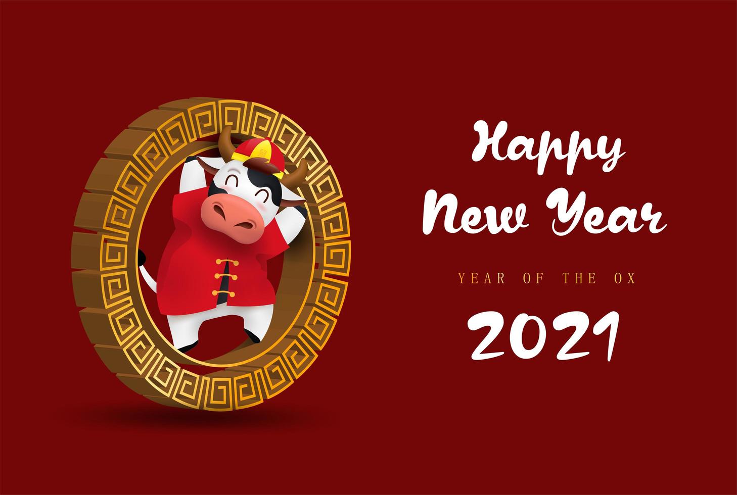 felice anno nuovo cinese 2021 banner zodiaco bue vettore