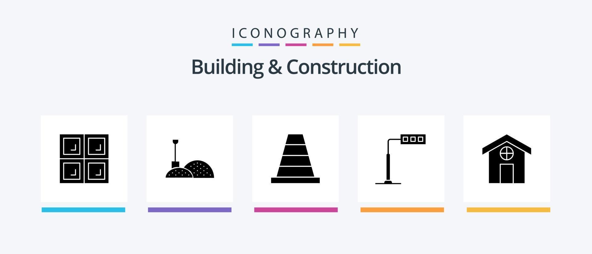 edificio e costruzione glifo 5 icona imballare Compreso . Casa. attrezzo. costruzione. strada. creativo icone design vettore