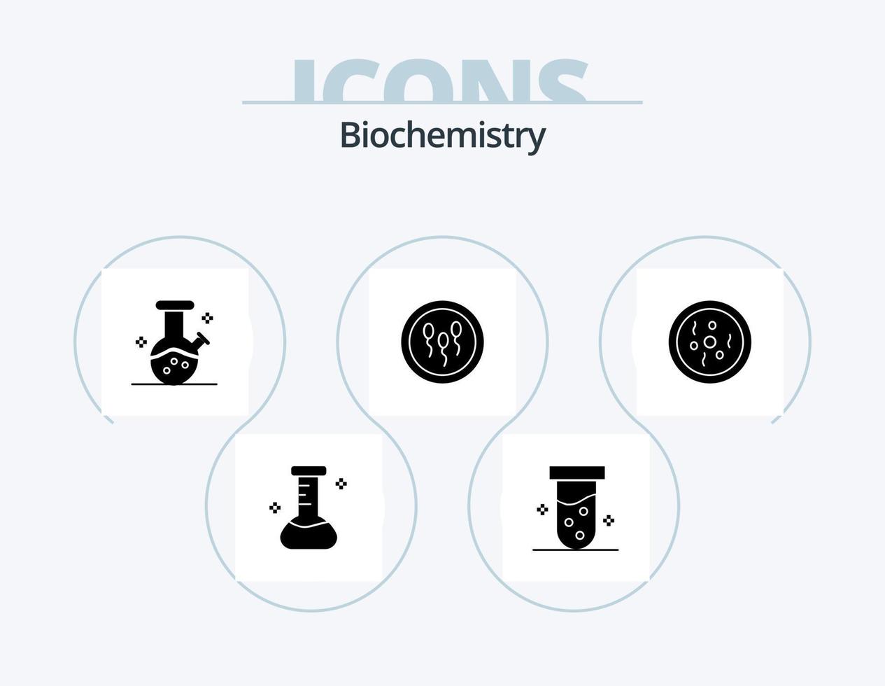 biochimica glifo icona imballare 5 icona design. petri. chimica. laboratorio. processi. chimica vettore