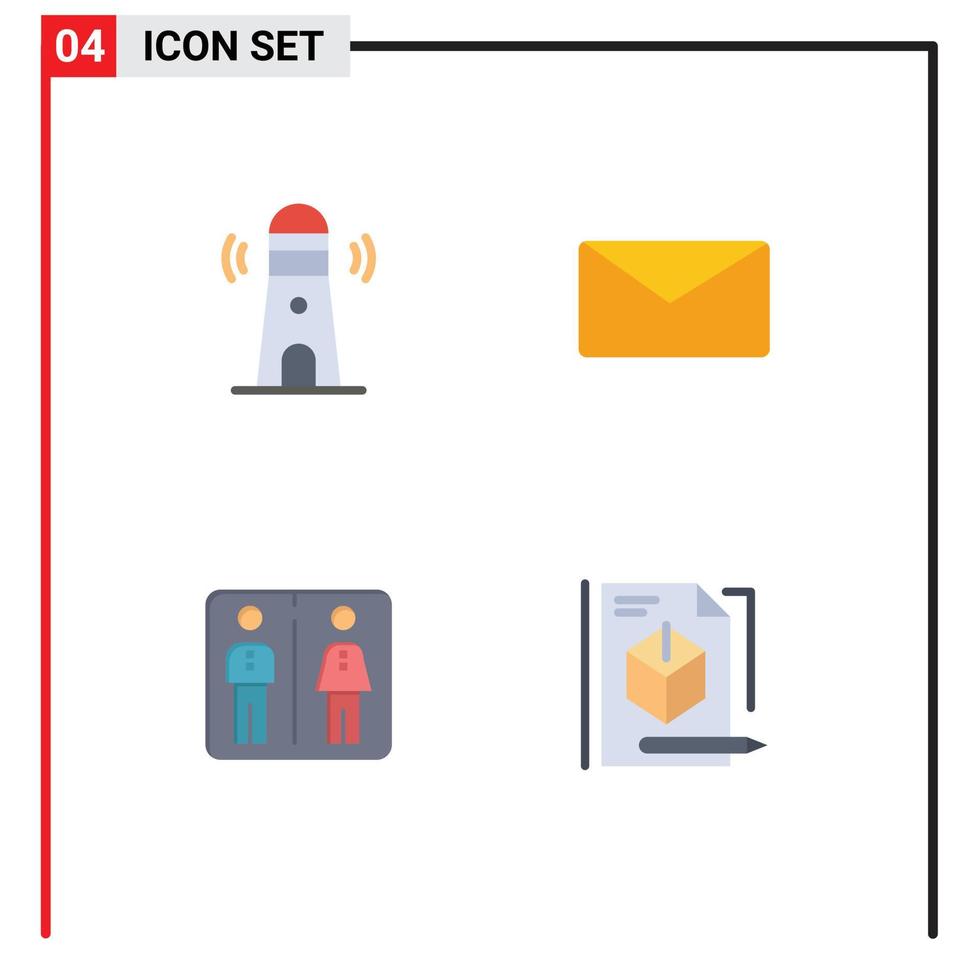 azione vettore icona imballare di 4 linea segni e simboli per spiaggia ascensore Torre utente Hotel modificabile vettore design elementi