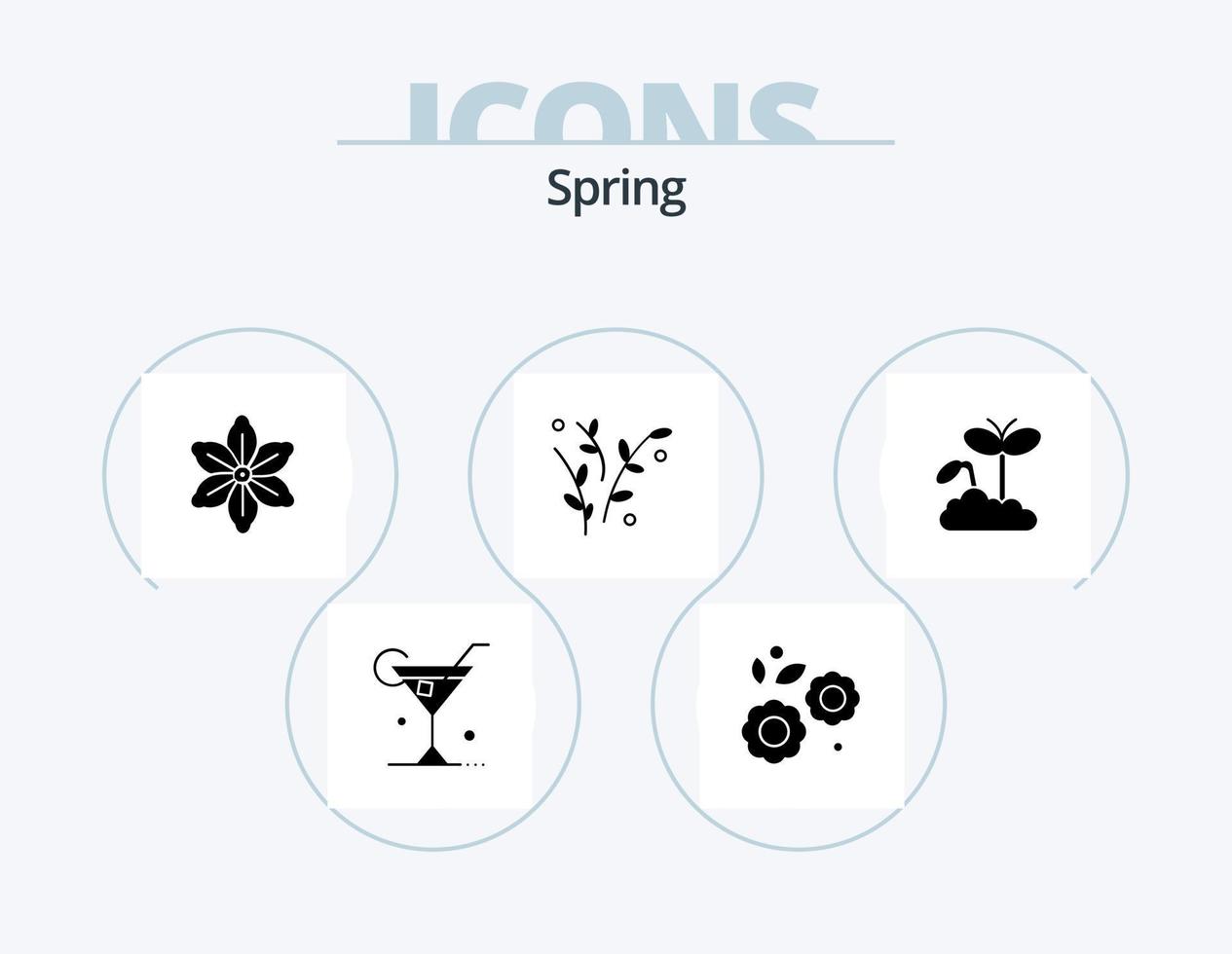 primavera glifo icona imballare 5 icona design. aumento. primavera. fiore. pianta. foglia vettore