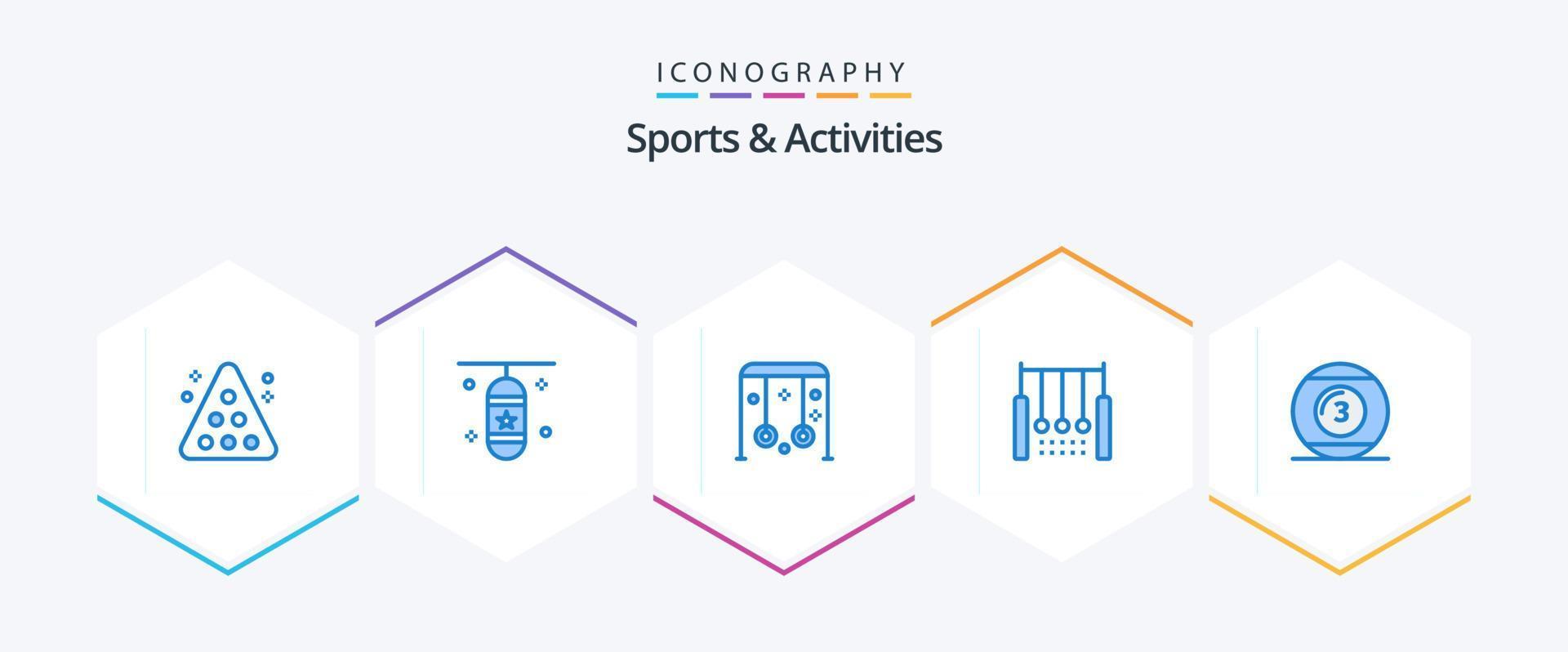 gli sport e attività 25 blu icona imballare Compreso impiccagione. acrobatico. gli sport accessorio. oscillazione. sport vettore