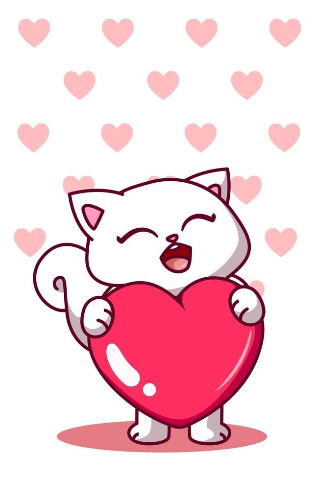 un bel gatto con un fumetto illustrazione grande cuore vettore
