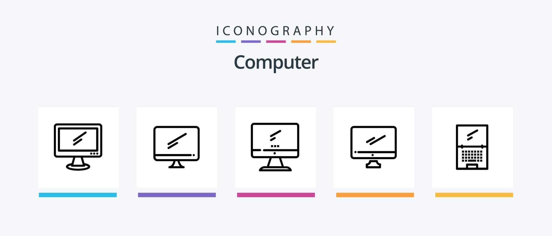 computer linea 5 icona imballare Compreso . imac. mobile. dispositivo. creativo icone design vettore