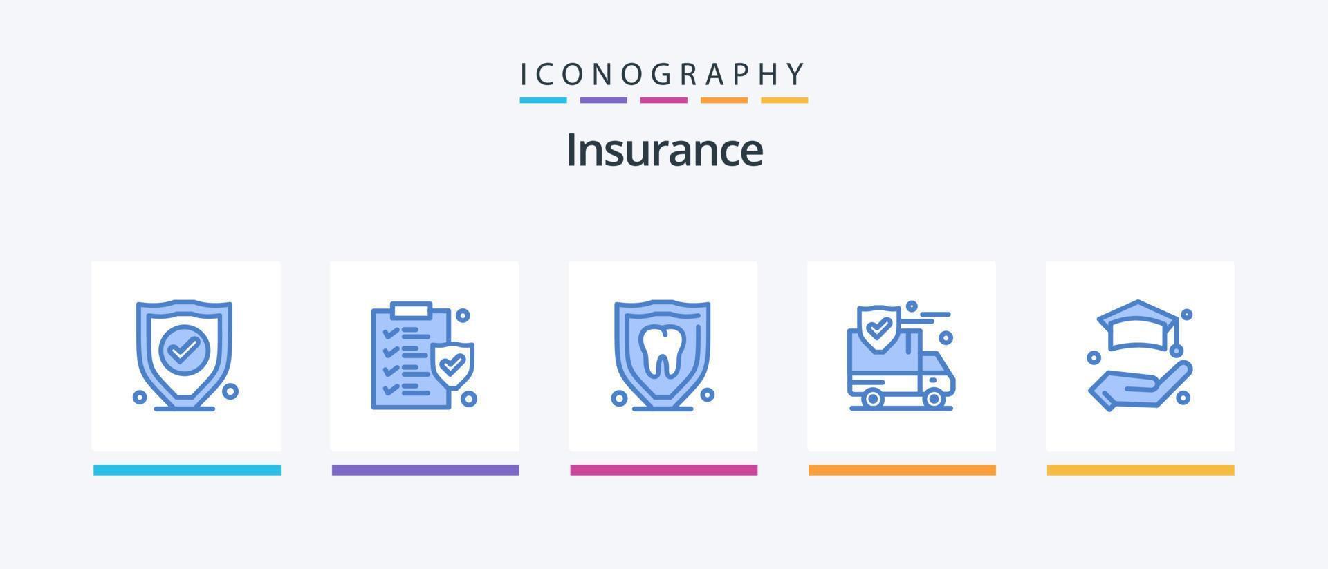 assicurazione blu 5 icona imballare Compreso . assicurazione. sicurezza. formazione scolastica. sicurezza. creativo icone design vettore