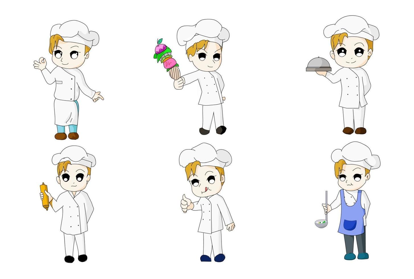 set chef six bundle versione anime chi-bi vettore