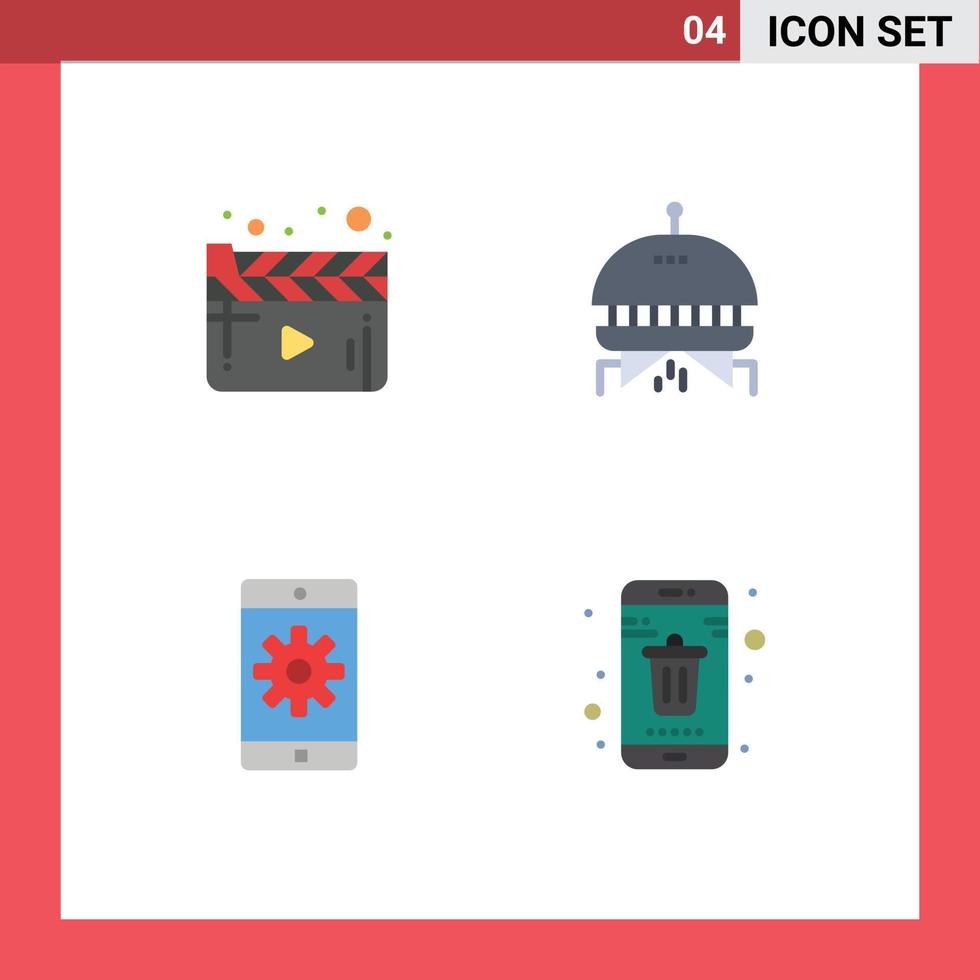 azione vettore icona imballare di 4 linea segni e simboli per cinema mobile applicazione video ufo App modificabile vettore design elementi