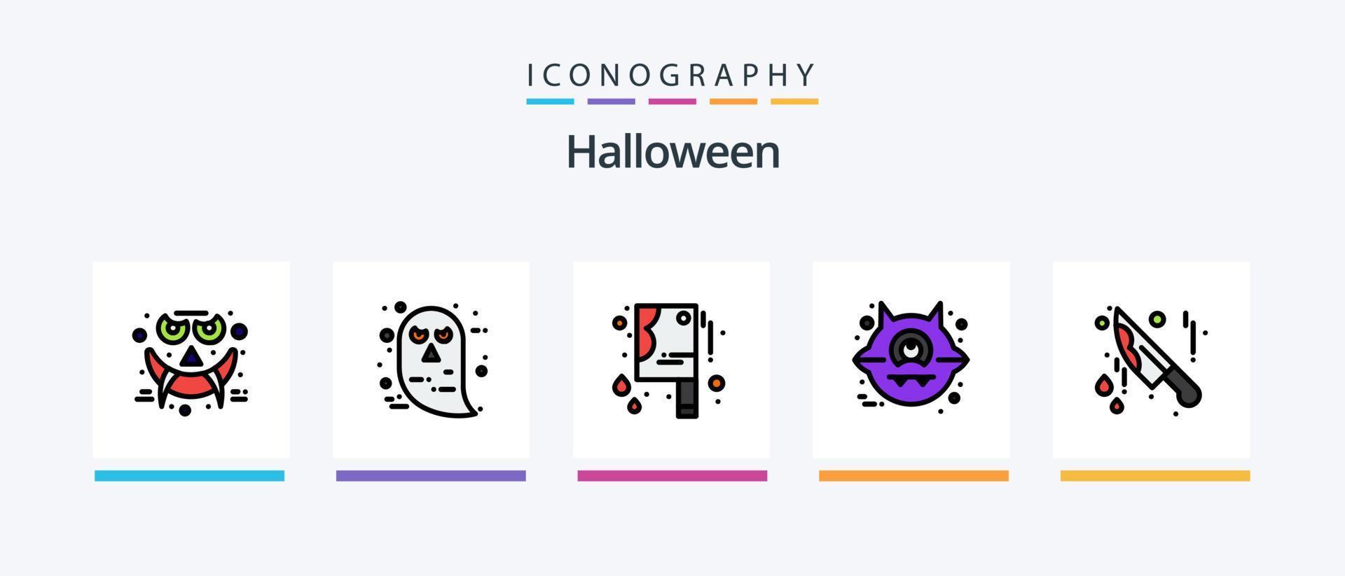Halloween linea pieno 5 icona imballare Compreso Halloween. attraversare osso. viso. osso. RIP. creativo icone design vettore