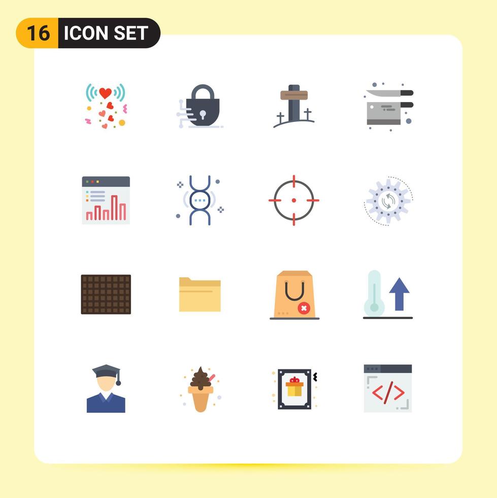 16 universale piatto colori impostato per ragnatela e mobile applicazioni grafico analisi cristiano coltello cucina modificabile imballare di creativo vettore design elementi