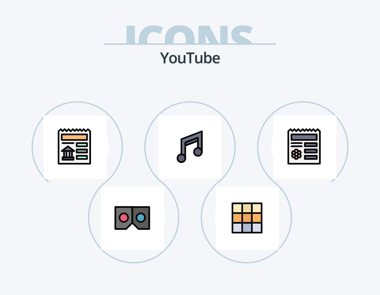 Youtube linea pieno icona imballare 5 icona design. documento. musica. segnale. mobile. di base vettore