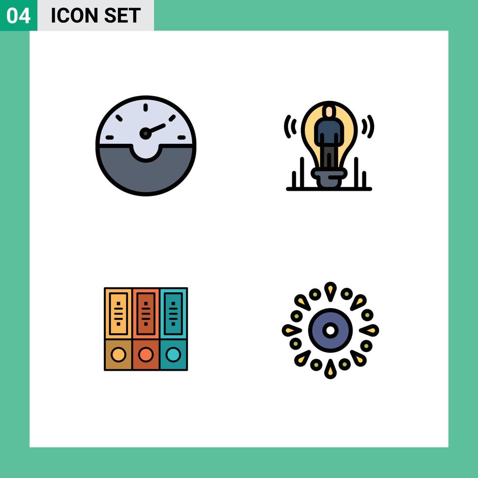 azione vettore icona imballare di 4 linea segni e simboli per trattino archivio lampadina persona Banca dati modificabile vettore design elementi