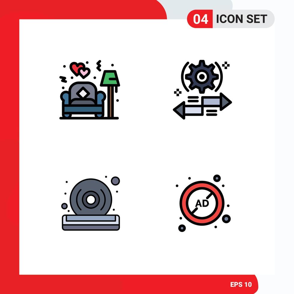 impostato di 4 moderno ui icone simboli segni per divano disco amore freccia qualità modificabile vettore design elementi