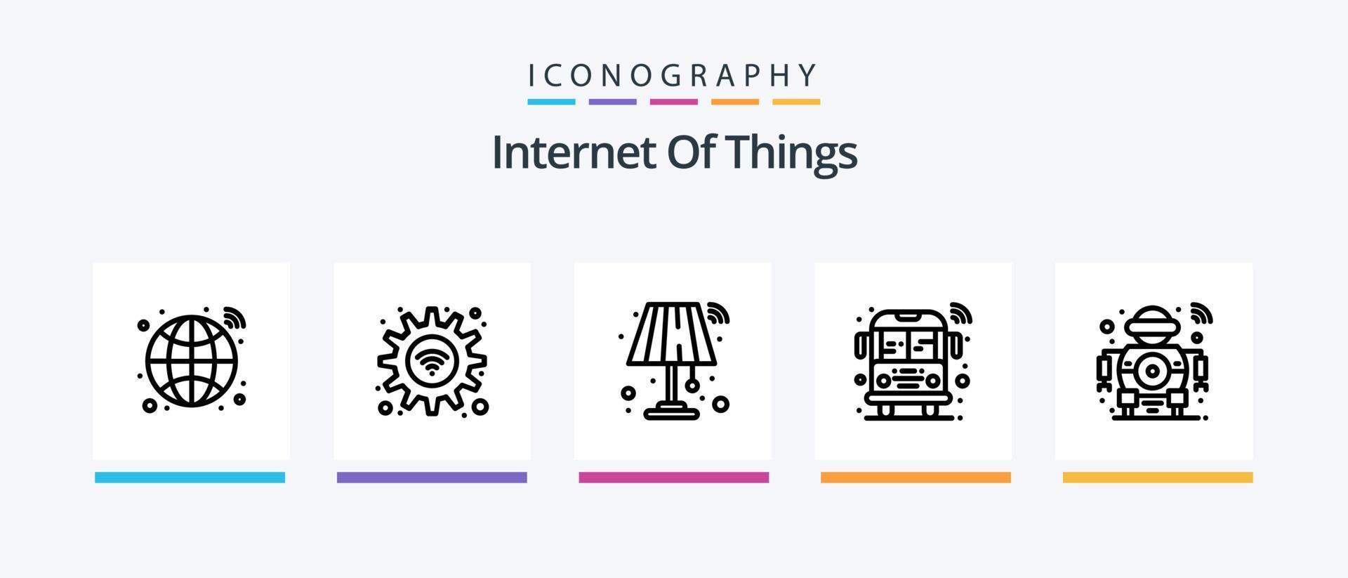 Internet di cose linea 5 icona imballare Compreso dispositivo. acquisti. trasporto. Al dettaglio. Wifi. creativo icone design vettore