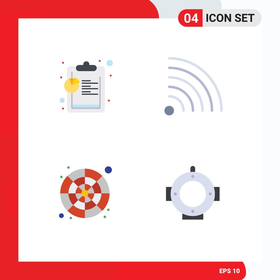 4 universale piatto icone impostato per ragnatela e mobile applicazioni analisi colore ruota alimentazione Catalogare immersione modificabile vettore design elementi