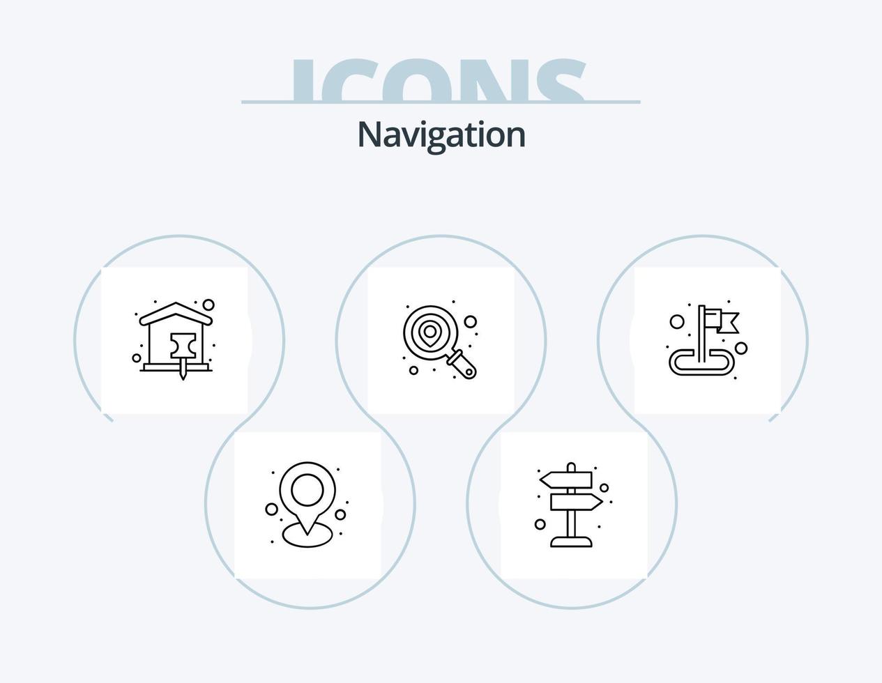 navigazione linea icona imballare 5 icona design. arte. Messaggio. spillo. Posizione. perno vettore