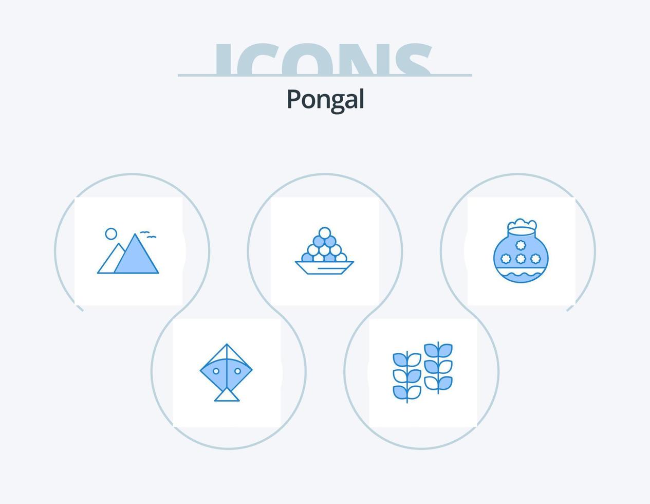 pongale blu icona imballare 5 icona design. dolce. indiano. giza. dolce. ciotola vettore