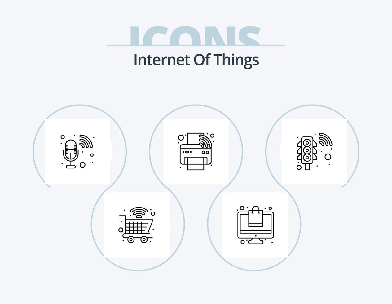 Internet di cose linea icona imballare 5 icona design. luce. Wifi. cctv. inteligente Telefono. mobile vettore