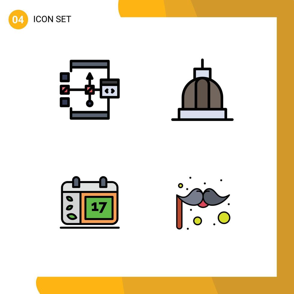 impostato di 4 moderno ui icone simboli segni per App greco sviluppo banca giorno modificabile vettore design elementi