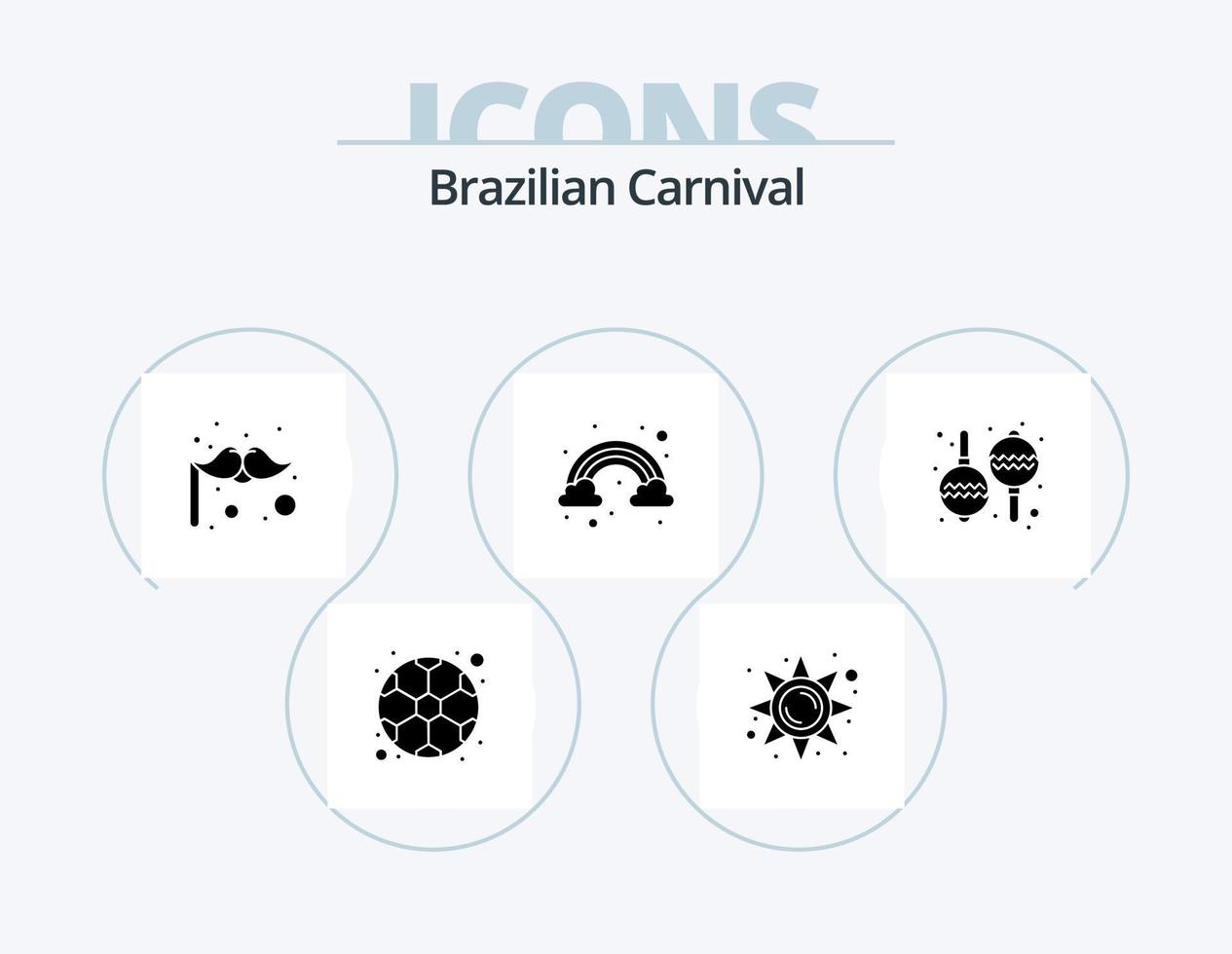 brasiliano carnevale glifo icona imballare 5 icona design. . maracas. carnevale. strumento. arcobaleno vettore