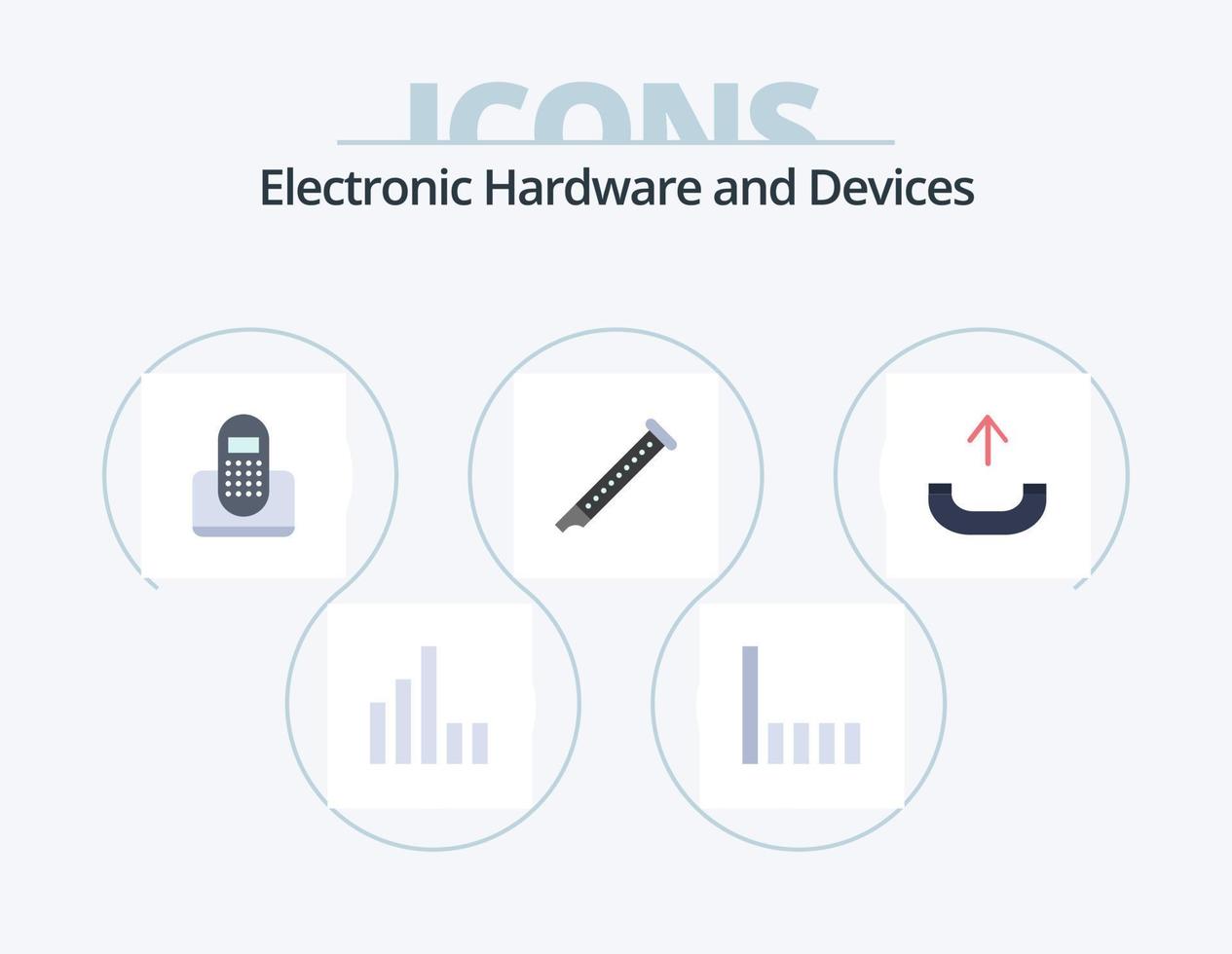 dispositivi piatto icona imballare 5 icona design. . Telefono. Audio. in uscita. suono vettore