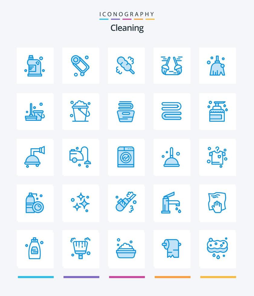 creativo pulizia 25 blu icona imballare come come pulizia. spazzare. sapone. pulizia. scopa vettore