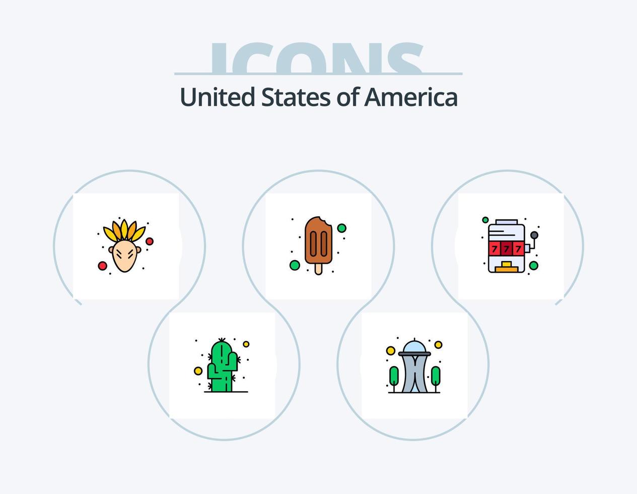 Stati Uniti d'America linea pieno icona imballare 5 icona design. . ufficiale. risultato. uomo. ghiacciolo vettore