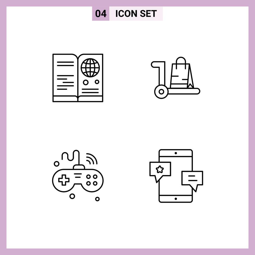 4 creativo icone moderno segni e simboli di passaporto carrello viaggio e-commerce Internet modificabile vettore design elementi