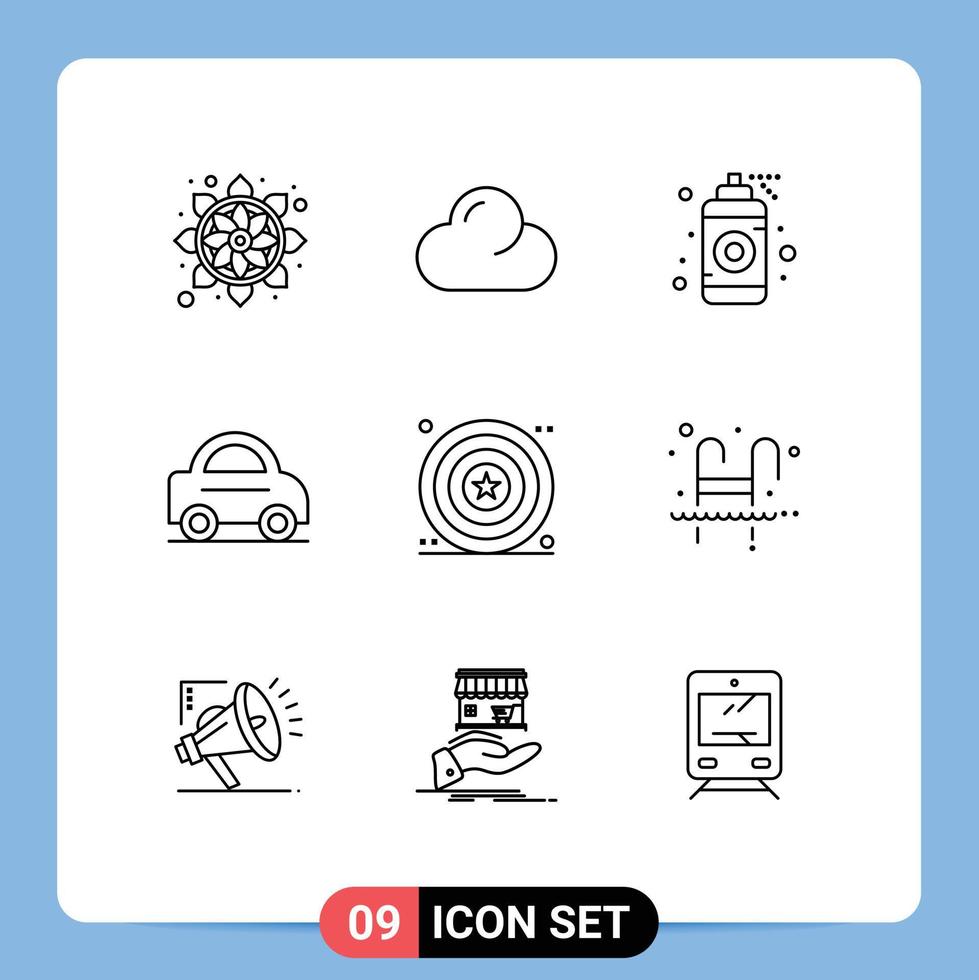 mobile interfaccia schema impostato di 9 pittogrammi di scudo giorno grafico celebrazione veicolo modificabile vettore design elementi